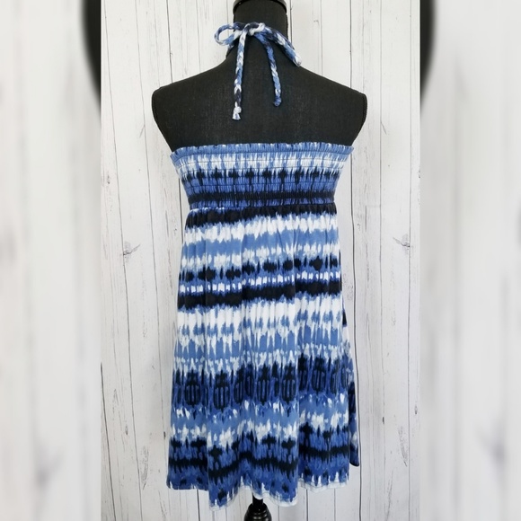 🌹 LOFT (M) Tie Dye Look Blue Halter Neck Top - Picture 3 of 5